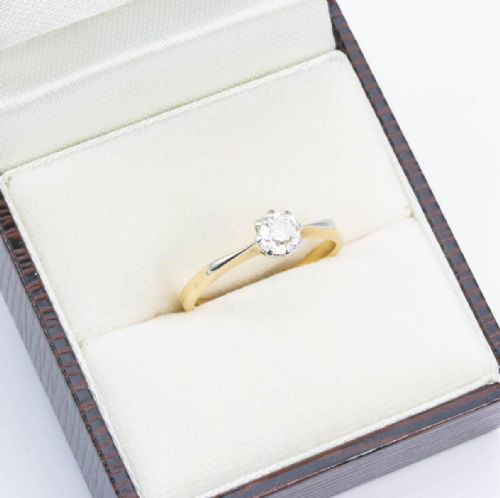ANTIQUE 18CT GOLD SOLITAIRE DIAMOND ENGAGEMENT RING - ADDITIONAL PHOTO 7