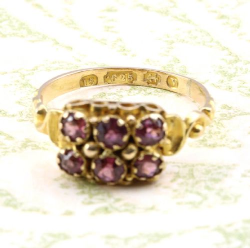 VICTORIAN 15CT GOLD GARNET CLUSTER RING - ADDITIONAL PHOTO 3