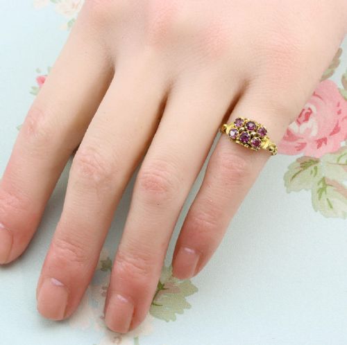VICTORIAN 15CT GOLD GARNET CLUSTER RING - ADDITIONAL PHOTO 6
