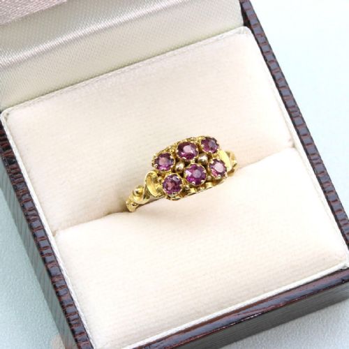 VICTORIAN 15CT GOLD GARNET CLUSTER RING - ADDITIONAL PHOTO 7