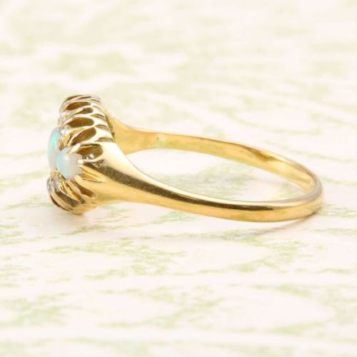 EDWARDIAN 18CT GOLD OPAL DIAMOND DRESS RING - ADDITIONAL PHOTO 2