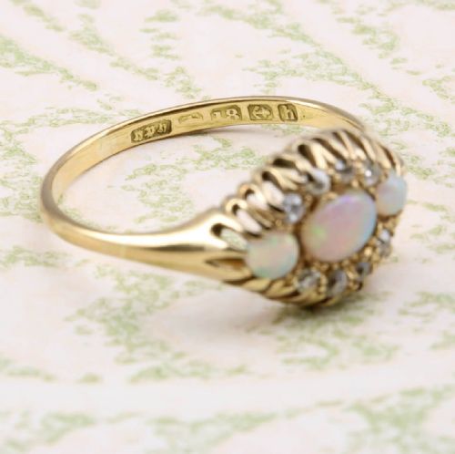 EDWARDIAN 18CT GOLD OPAL DIAMOND DRESS RING - ADDITIONAL PHOTO 4