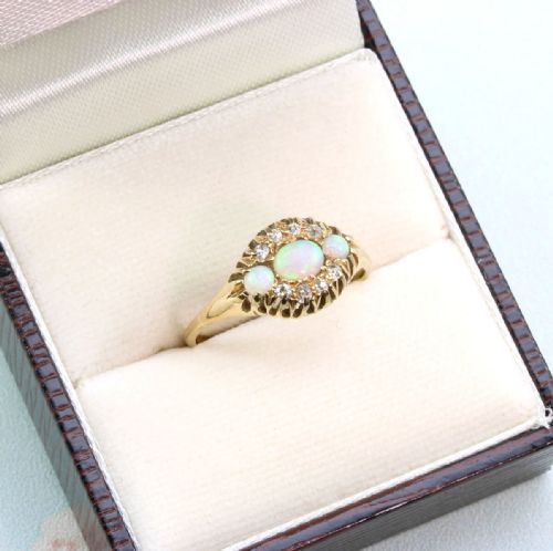 EDWARDIAN 18CT GOLD OPAL DIAMOND DRESS RING - ADDITIONAL PHOTO 7