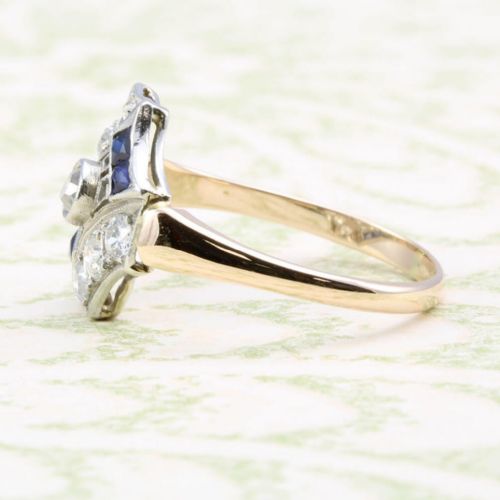 EDWARDIAN 18CT GOLD SAPPHIRE DIAMOND CLUSTER RING - ADDITIONAL PHOTO 3