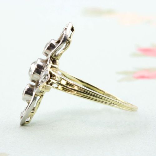 ART NOUVEAU 18CT GOLD DIAMOND COCKTAIL RING - ADDITIONAL PHOTO 1