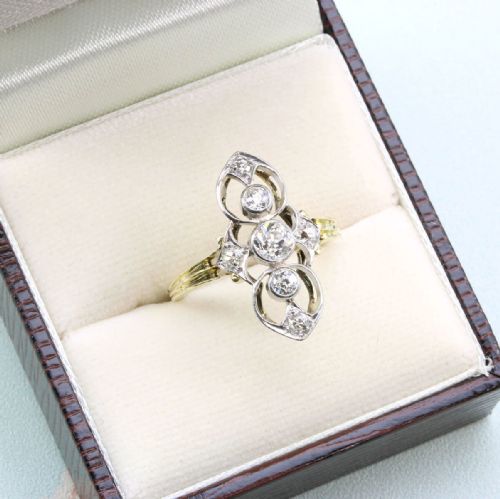 ART NOUVEAU 18CT GOLD DIAMOND COCKTAIL RING - ADDITIONAL PHOTO 6