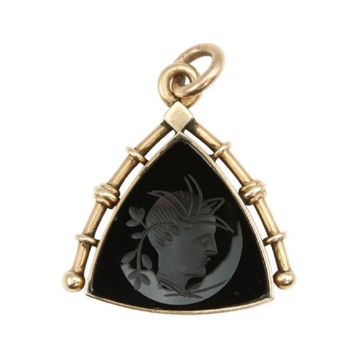 victorian 15ct rose gold sardonyx watch fob pendant - CATEGORY: ANTIQUE JEWELLERY - DATED VICTORIAN
