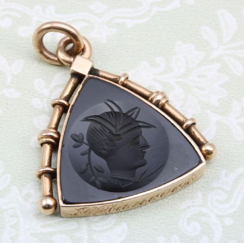 VICTORIAN 15CT ROSE GOLD SARDONYX WATCH FOB PENDANT - ADDITIONAL PHOTO 2