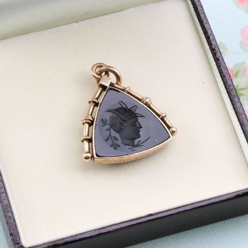 VICTORIAN 15CT ROSE GOLD SARDONYX WATCH FOB PENDANT - ADDITIONAL PHOTO 4