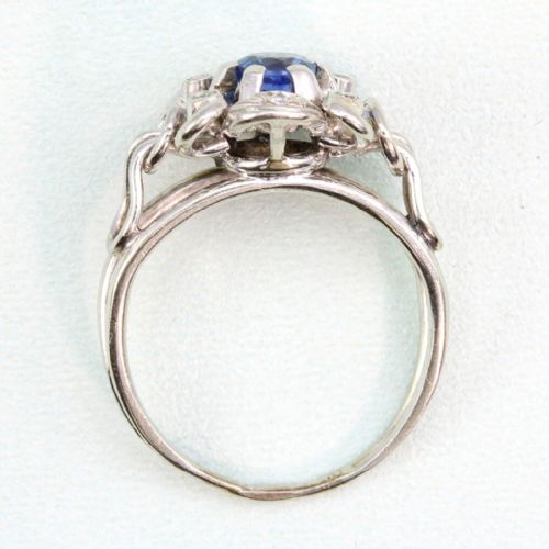 VINTAGE ITALIAN 18CT GOLD SAPPHIRE DIAMOND CLUSTER RING - ADDITIONAL PHOTO 4