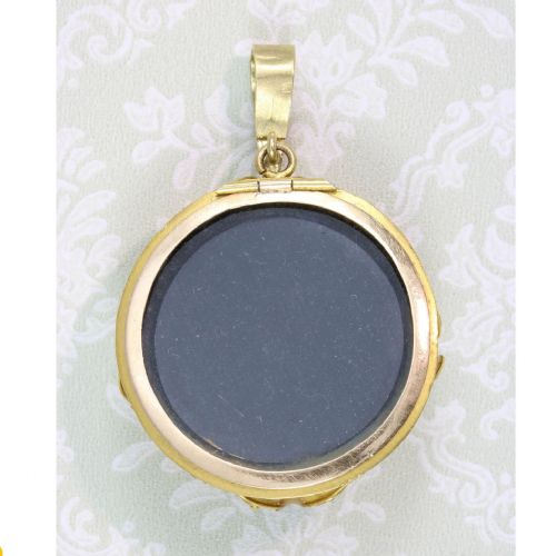 VICTORIAN 15CT GOLD ENAMEL LOCKET PENDANT - ADDITIONAL PHOTO 3