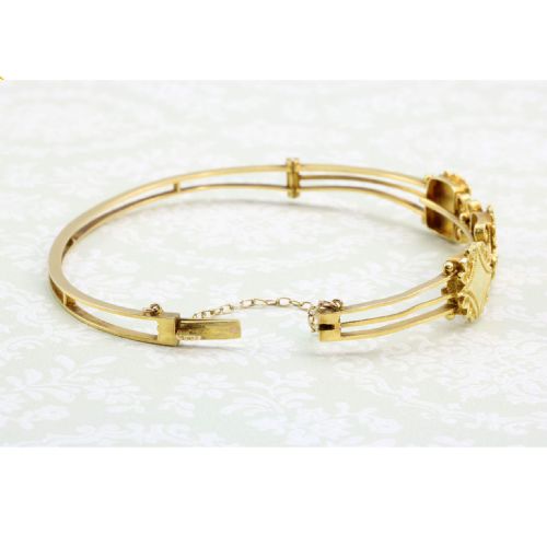 VICTORIAN ETRUSCAN 15CT GOLD HINGED BANGLE - ADDITIONAL PHOTO 5