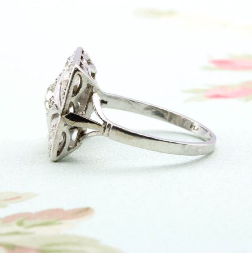ART DECO PLATINUM DIAMOND SQUARE PANEL RING - ADDITIONAL PHOTO 4