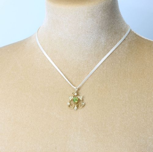 BELLE POQUE 15CT GOLD PERIDOT PEARL PENDANT - ADDITIONAL PHOTO 3