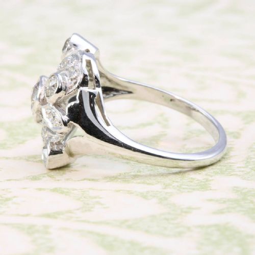 ART NOUVEAU 14CT GOLD DIAMOND CLUSTER RING - ADDITIONAL PHOTO 1