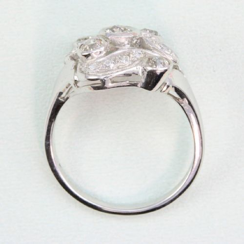 ART NOUVEAU 14CT GOLD DIAMOND CLUSTER RING - ADDITIONAL PHOTO 4