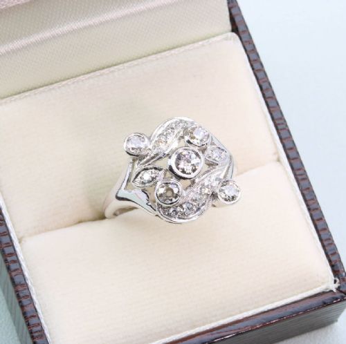 ART NOUVEAU 14CT GOLD DIAMOND CLUSTER RING - ADDITIONAL PHOTO 7
