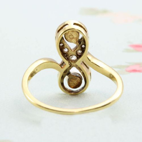 ART NOUVEAU 18CT GOLD PEARL DIAMOND COCKTAIL RING - ADDITIONAL PHOTO 2