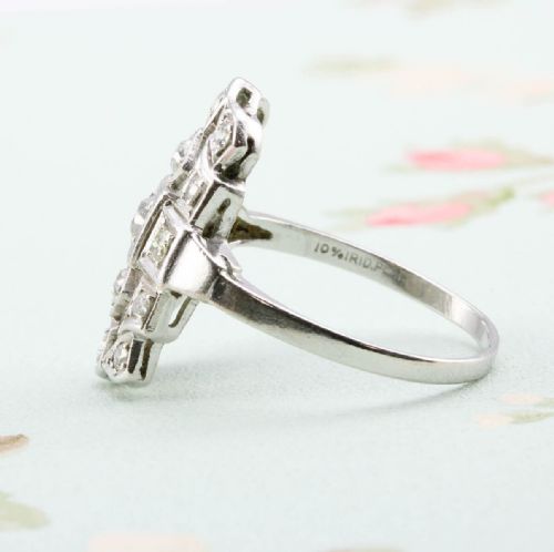 ART DECO PLATINUM DIAMOND CLUSTER PANEL RING - ADDITIONAL PHOTO 2