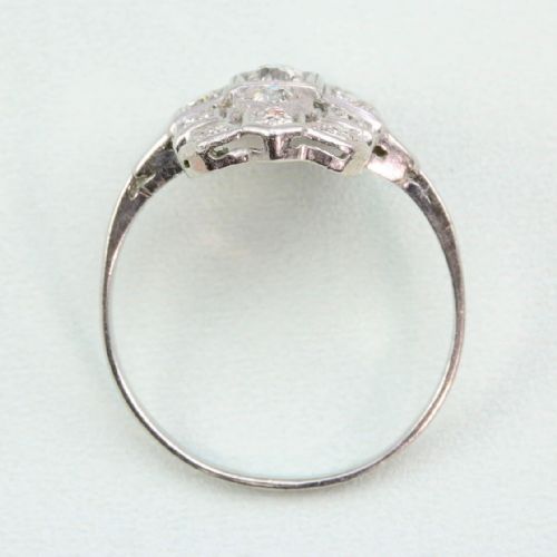 ART DECO PLATINUM DIAMOND CLUSTER PANEL RING - ADDITIONAL PHOTO 4