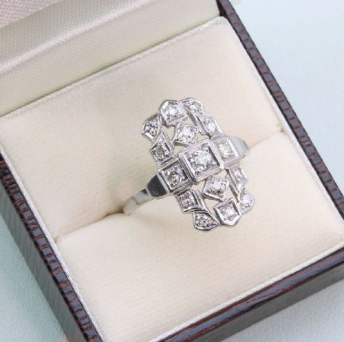 ART DECO PLATINUM DIAMOND CLUSTER PANEL RING - ADDITIONAL PHOTO 7