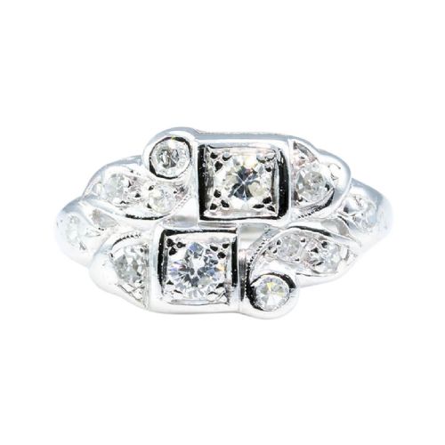 art deco platinum diamond cluster ring - CATEGORY: ANTIQUE JEWELLERY - DATED 1920
