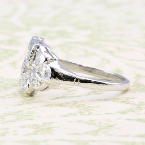 ART DECO PLATINUM DIAMOND CLUSTER RING - ADDITIONAL PHOTO 2