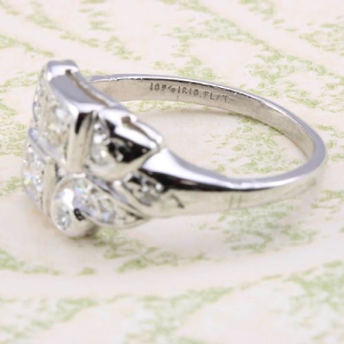 ART DECO PLATINUM DIAMOND CLUSTER RING - ADDITIONAL PHOTO 4