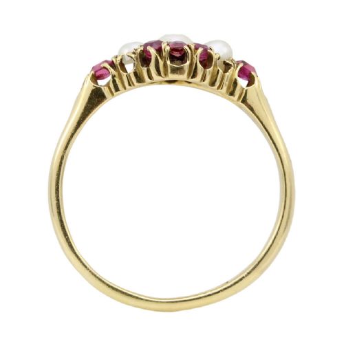 ANTIQUE 18CT GOLD RUBY PEARL DRESS RING - ADDITIONAL PHOTO 5
