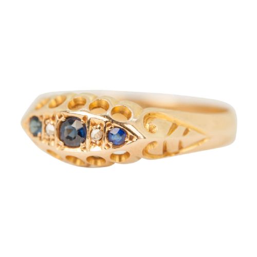 EDWARDIAN 18CT GOLD SAPPHIRE DIAMOND RING - ADDITIONAL PHOTO 2