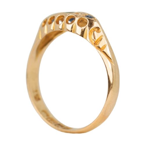 EDWARDIAN 18CT GOLD SAPPHIRE DIAMOND RING - ADDITIONAL PHOTO 3