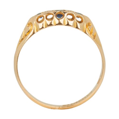 EDWARDIAN 18CT GOLD SAPPHIRE DIAMOND RING - ADDITIONAL PHOTO 4