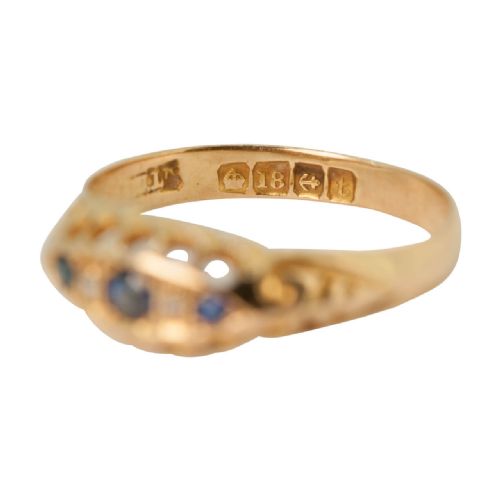 EDWARDIAN 18CT GOLD SAPPHIRE DIAMOND RING - ADDITIONAL PHOTO 6