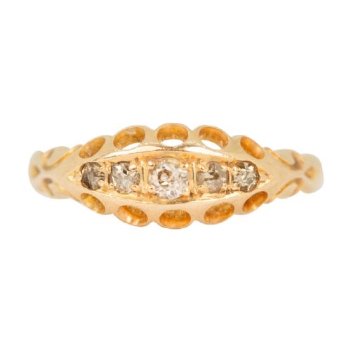 edwardian 18ct gold 5 stone diamond ring - CATEGORY: ANTIQUE JEWELLERY - DATED EDWARDIAN