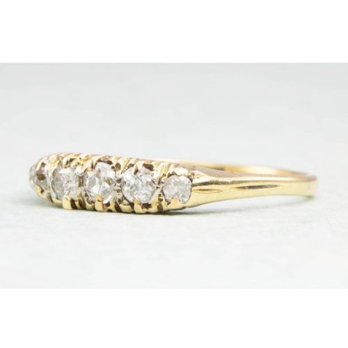 ANTIQUE 18CT GOLD 5 STONE 050 CARAT DIAMOND RING - ADDITIONAL PHOTO 1