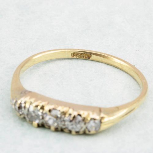 ANTIQUE 18CT GOLD 5 STONE 050 CARAT DIAMOND RING - ADDITIONAL PHOTO 4