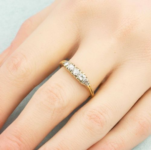 ANTIQUE 18CT GOLD 5 STONE 050 CARAT DIAMOND RING - ADDITIONAL PHOTO 6