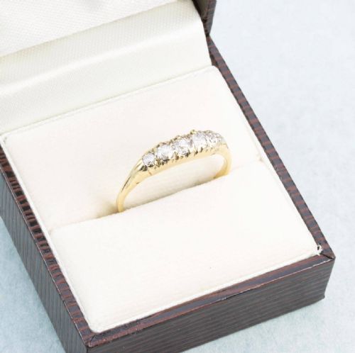 ANTIQUE 18CT GOLD 5 STONE 050 CARAT DIAMOND RING - ADDITIONAL PHOTO 7