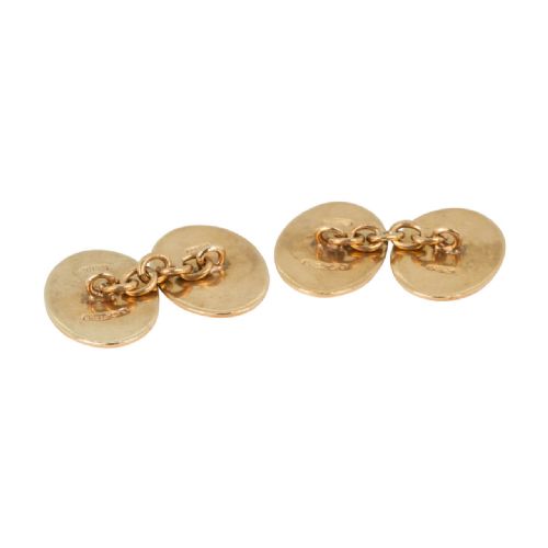 VINTAGE 9CT GOLD OVAL SUN RAY CHAIN LINK CUFFLINKS - ADDITIONAL PHOTO 4