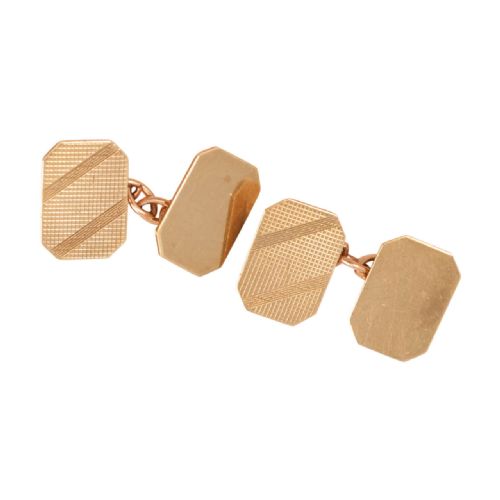 vintage 9ct gold octagonal chain link cufflinks - CATEGORY: ANTIQUE JEWELLERY - DATED 1960