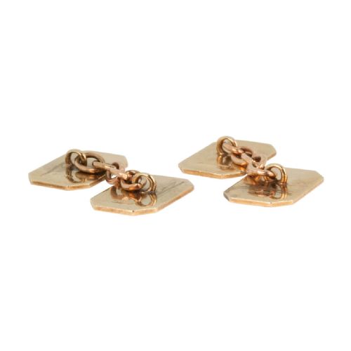 VINTAGE 9CT GOLD OCTAGONAL CHAIN LINK CUFFLINKS - ADDITIONAL PHOTO 1