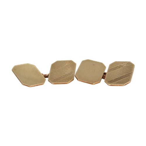 VINTAGE 9CT GOLD OCTAGONAL CHAIN LINK CUFFLINKS - ADDITIONAL PHOTO 2