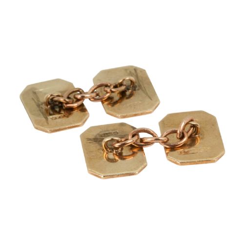 VINTAGE 9CT GOLD OCTAGONAL CHAIN LINK CUFFLINKS - ADDITIONAL PHOTO 3