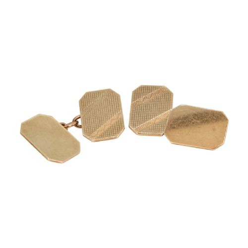VINTAGE 9CT GOLD OCTAGONAL CHAIN LINK CUFFLINKS - ADDITIONAL PHOTO 4