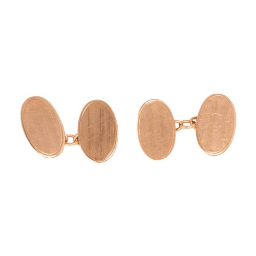 vintage 9ct rose gold oval chain link cufflinks - CATEGORY: ANTIQUE JEWELLERY - DATED 1940