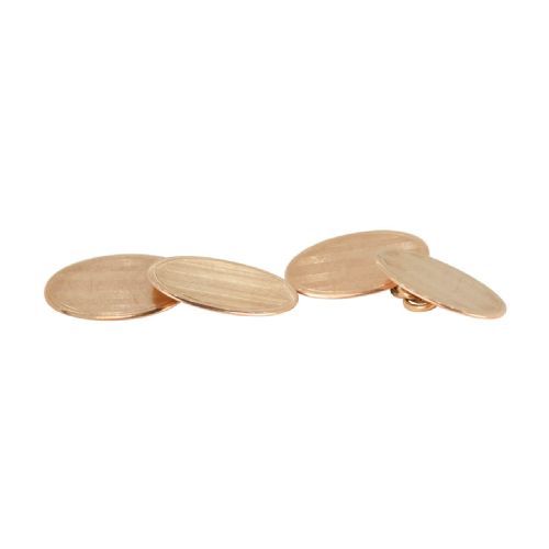 VINTAGE 9CT ROSE GOLD OVAL CHAIN LINK CUFFLINKS - ADDITIONAL PHOTO 1