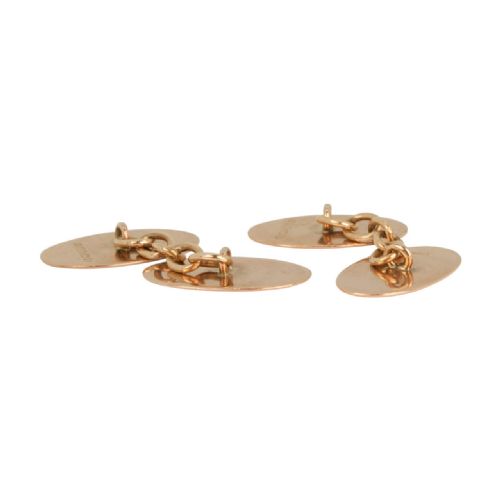 VINTAGE 9CT ROSE GOLD OVAL CHAIN LINK CUFFLINKS - ADDITIONAL PHOTO 2