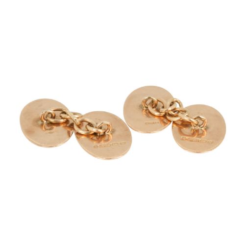 VINTAGE 9CT ROSE GOLD OVAL CHAIN LINK CUFFLINKS - ADDITIONAL PHOTO 4