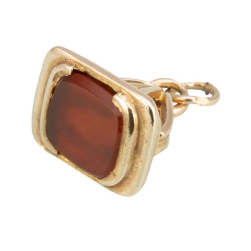 victorian 9ct gold carnelian fob - CATEGORY: ANTIQUE JEWELLERY - DATED 1890