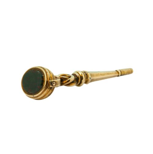 ANTIQUE GOLD BLOODSTONE FOB WATCH KEY - ADDITIONAL PHOTO 1